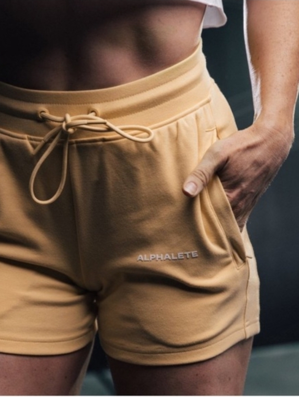 ALPHALETE Athletics Sweat Shorts Tan XS Extra Small New